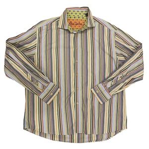 Robert Graham 2XL Men’s Long Sleeve Button Up Shirt Colorful Striped Flip Cuffs